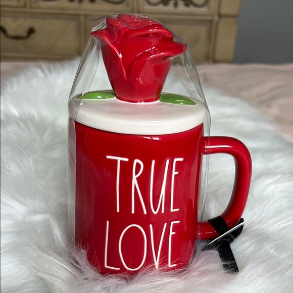 Rae Dunn Other - Rae Dunn Red 'True Love' Mug with Rose Lid